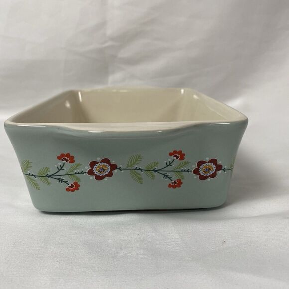 World Market Bakeware Sage Green Floral Ceramic Casserole Dish Small 7" x 4" - Picture 5 of 9